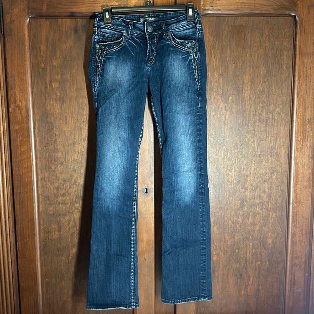 Women’s Straight Leg Jeans - Dark Blue Wash